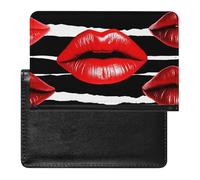 Passport Cover Leather Passport Protector Red Lips Kiss Travel Document Holder Cover Travel Essentials for Women Men, Red Lips Kiss, One Size