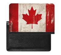 Passport Cover Leather Passport Protector Retro Canada Flag Travel Document Holder Cover Travel Essentials for Women Men, Retro Canada Flag, One Size