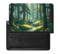 Passport Cover Leather Passport Protector Sea Otter Family Travel Document Holder Cover Travel Essentials for Women Men, Enchanted Wilderness Fantasy on Dark Green, One Size