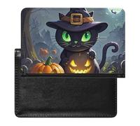 Passport Cover Leather Passport Protector Sea Otter Family Travel Document Holder Cover Travel Essentials for Women Men, Cat Halloween, One Size
