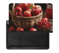 Passport Cover Leather Passport Protector Summer Coconut Tree Travel Document Holder Cover Travel Essentials for Women Men, Red Fruit in a Basket, One Size