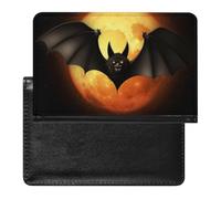 Passport Cover Leather Passport Protector The Deep Blue Sea Travel Document Holder Cover Travel Essentials for Women Men, Halloween bat, One Size
