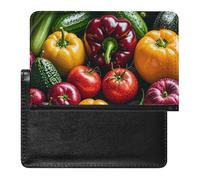 Passport Cover Leather Passport Protector The Ghost of Skateboards Travel Document Holder Cover Travel Essentials for Women Men, Fresh vegetables fruits, One Size