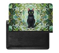 Passport Cover Leather Passport Protector The Witch of Darkness Travel Document Holder Cover Travel Essentials for Women Men, Black cat, One Size