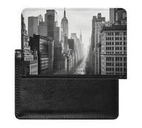 Passport Cover Leather Passport Protector USA Flag Travel Document Holder Cover Travel Essentials for Women Men, Black and white New York, One Size