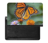 Passport Cover Leather Passport Protector White Blooms Blue Butterflies Travel Document Holder Cover Travel Essentials for Women Men, Monarch butterflies, One Size