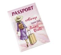 Passport Cover | PU Leather Passport Holder - Couples Waterproof Accessories Bag for Credit Card Abroad Boarding Pass Family Women Men Kids Purse, Pink, Single person, Unisex
