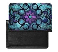 Passport Cover With Card Slots Leather Passport Holders A Sleeping Rabbit Waterproof Passport Holder Covers Case for Travel, Stained Glass Pattern, One Size