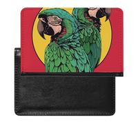 Passport Cover With Card Slots Leather Passport Holders Abstract Granite Waterproof Passport Holder Covers Case for Travel, Two Red Parrots, One Size