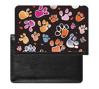 Passport Cover With Card Slots Leather Passport Holders African Animal Leopard Waterproof Passport Holder Covers Case for Travel, Pawful Paws Print, One Size