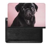 Passport Cover With Card Slots Leather Passport Holders African Animal Leopard Waterproof Passport Holder Covers Case for Travel, Cute Black Pug, One Size