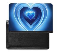 Passport Cover With Card Slots Leather Passport Holders Aircraft Fighter Jets Waterproof Passport Holder Covers Case for Travel, Blue heart, One Size