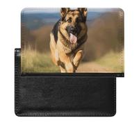 Passport Cover With Card Slots Leather Passport Holders Animal Brown Cow Waterproof Passport Holder Covers Case for Travel, Running german shepherd dog, One Size