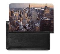 Passport Cover With Card Slots Leather Passport Holders Atomic Stars Retro Pattern Waterproof Passport Holder Covers Case for Travel, New York City, One Size