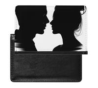 Passport Cover With Card Slots Leather Passport Holders Beautiful Polka Dot Waterproof Passport Holder Covers Case for Travel, Couple Face Silhouette, One Size