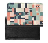 Passport Cover With Card Slots Leather Passport Holders Black And White Cat Waterproof Passport Holder Covers Case for Travel, Colorful Square Shapes, One Size
