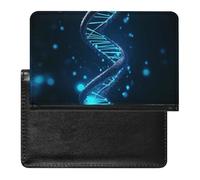 Passport Cover With Card Slots Leather Passport Holders Black Water Drop Pattern Waterproof Passport Holder Covers Case for Travel, Blue DNA Structure, One Size