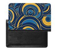 Passport Cover With Card Slots Leather Passport Holders Black Water Drop Pattern Waterproof Passport Holder Covers Case for Travel, Blue and Yellow Pattern, One Size