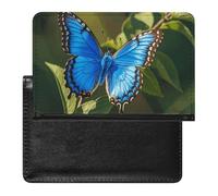 Passport Cover With Card Slots Leather Passport Holders Blue Butterfly Small Waterproof Passport Holder Covers Case for Travel, Blue Butterfly Small, One Size