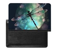 Passport Cover With Card Slots Leather Passport Holders Cartoon Ladybug Flower Waterproof Passport Holder Covers Case for Travel, Galaxy Animal Dragonfly, One Size