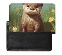 Passport Cover With Card Slots Leather Passport Holders Cartoon Ladybug Flower Waterproof Passport Holder Covers Case for Travel, Cute otter, One Size