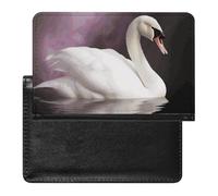 Passport Cover With Card Slots Leather Passport Holders Cartoon Shiba Inu Dog Waterproof Passport Holder Covers Case for Travel, White Swan, One Size