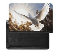 Passport Cover With Card Slots Leather Passport Holders Cherry Florals Waterproof Passport Holder Covers Case for Travel, White dove flying in the sun, One Size