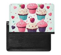 Passport Cover With Card Slots Leather Passport Holders Cute Sloth Waterproof Passport Holder Covers Case for Travel, Cupcake candy hearts sweet, One Size