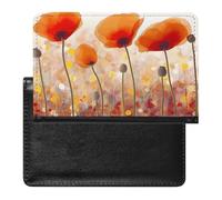 Passport Cover With Card Slots Leather Passport Holders Cute Sloth Waterproof Passport Holder Covers Case for Travel, Red Poppy Flowers, One Size