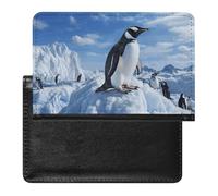 Passport Cover With Card Slots Leather Passport Holders Eerie Scary Skull Waterproof Passport Holder Covers Case for Travel, Snow mountain penguin, One Size