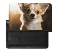 Passport Cover With Card Slots Leather Passport Holders Eerie Scary Skull Waterproof Passport Holder Covers Case for Travel, Cute Chihuahua, One Size