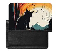 Passport Cover With Card Slots Leather Passport Holders Fireflies And Lantern Waterproof Passport Holder Covers Case for Travel, Cat silhouette, One Size