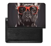 Passport Cover With Card Slots Leather Passport Holders Fruit Harvest Waterproof Passport Holder Covers Case for Travel, French Bulldog, One Size