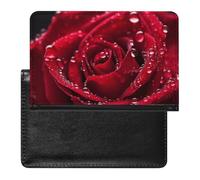 Passport Cover With Card Slots Leather Passport Holders Funny Green Frogs Waterproof Passport Holder Covers Case for Travel, Red rose, One Size