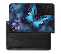 Passport Cover With Card Slots Leather Passport Holders Galaxy Blue Butterfly Waterproof Passport Holder Covers Case for Travel, Galaxy Blue Butterfly, One Size