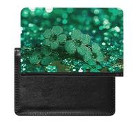Passport Cover With Card Slots Leather Passport Holders Galaxy Blue Butterfly Waterproof Passport Holder Covers Case for Travel, Green sparkly spring, One Size