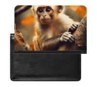 Passport Cover With Card Slots Leather Passport Holders Guitar Waterproof Passport Holder Covers Case for Travel, Monkey on Tree, One Size