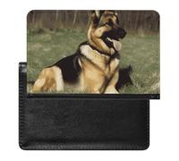 Passport Cover With Card Slots Leather Passport Holders Husky Dog Waterproof Passport Holder Covers Case for Travel, German Shepherd Dog, One Size