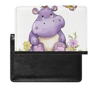Passport Cover With Card Slots Leather Passport Holders Jurassic Period Dinosaur Waterproof Passport Holder Covers Case for Travel, Butterfly and hippo, One Size