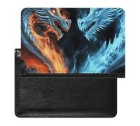 Passport Cover With Card Slots Leather Passport Holders Jurassic Period Dinosaur Waterproof Passport Holder Covers Case for Travel, Ice and Fire Dragons, One Size