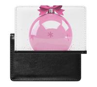 Passport Cover With Card Slots Leather Passport Holders Love Is Love Waterproof Passport Holder Covers Case for Travel, Pink Christmas Ball, One Size