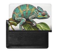 Passport Cover With Card Slots Leather Passport Holders Mackinac Suspension Bridge Waterproof Passport Holder Covers Case for Travel, Chameleon, One Size