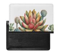 Passport Cover With Card Slots Leather Passport Holders Mackinac Suspension Bridge Waterproof Passport Holder Covers Case for Travel, Watercolor Succulent Plant, One Size