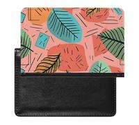 Passport Cover With Card Slots Leather Passport Holders Man Riding An Elephant Waterproof Passport Holder Covers Case for Travel, Cartoon Style Leaves, One Size