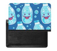 Passport Cover With Card Slots Leather Passport Holders Man Riding An Elephant Waterproof Passport Holder Covers Case for Travel, Water Bottle Pattern, One Size