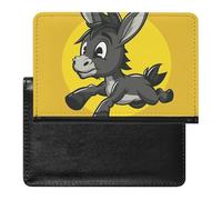 Passport Cover With Card Slots Leather Passport Holders On A Park Bench Waterproof Passport Holder Covers Case for Travel, Cartoon Donkey Image, One Size