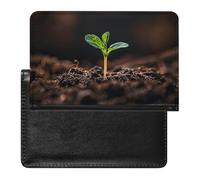 Passport Cover With Card Slots Leather Passport Holders On A Park Bench Waterproof Passport Holder Covers Case for Travel, A Seedling Sprouts, One Size