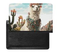 Passport Cover With Card Slots Leather Passport Holders Polish Folk Art Pattern Waterproof Passport Holder Covers Case for Travel, Mexican Llama Green, One Size