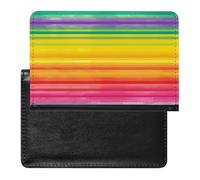 Passport Cover With Card Slots Leather Passport Holders Poppy Flowers Vivid Petals Waterproof Passport Holder Covers Case for Travel, Rainbow Colored Striped, One Size