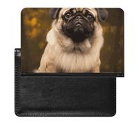 Passport Cover With Card Slots Leather Passport Holders Rabbits Manatees Waterproof Passport Holder Covers Case for Travel, Pug Dog, One Size